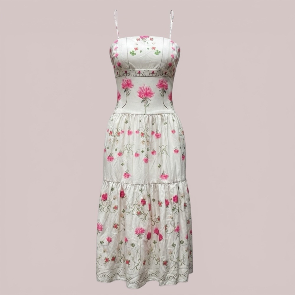 JardinVue Floral White Pink Maxi Dress Wedding Dress Cottagecore‎ Boho Fairy